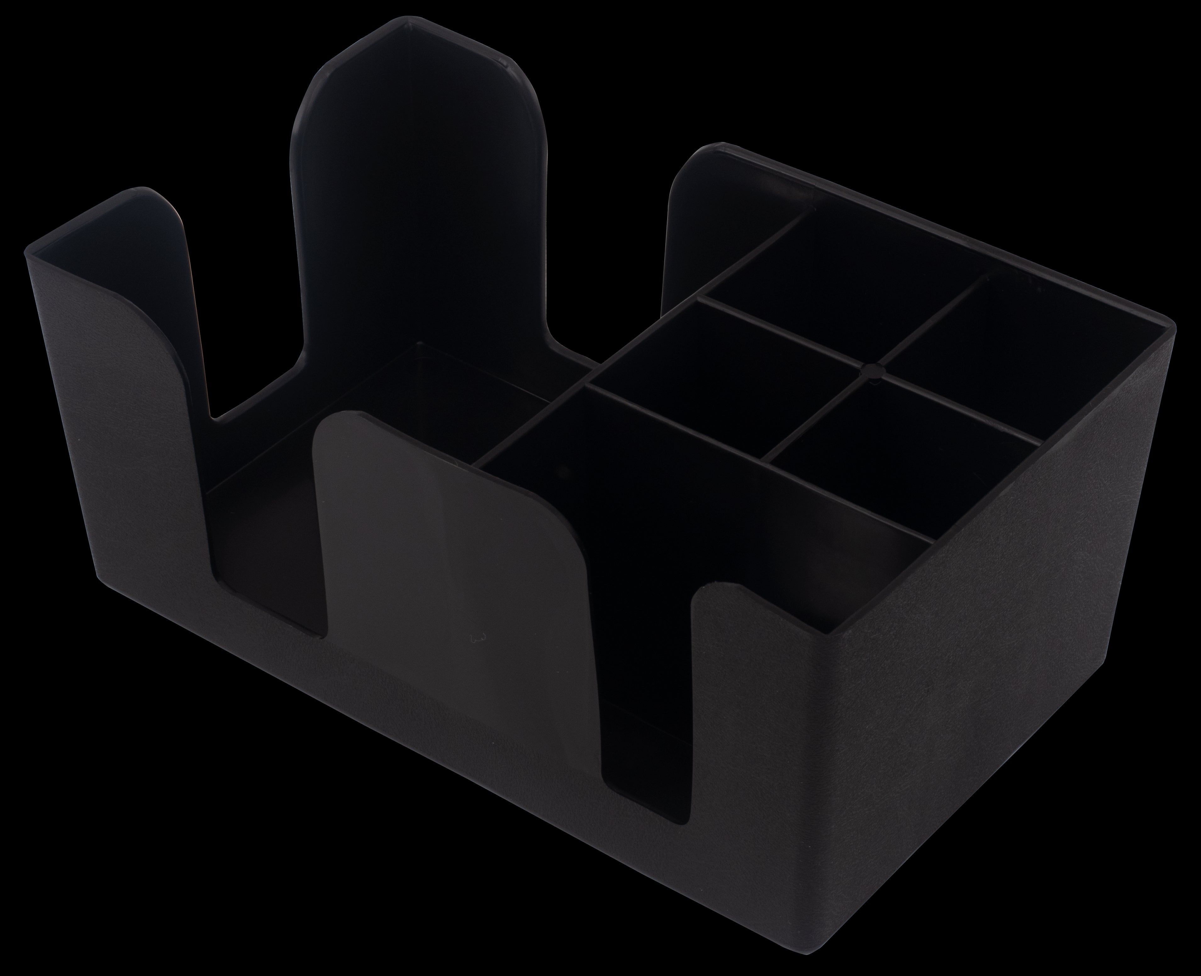 Bar Caddy, 9" X 6" X 4", 6 Com Partment, Black Plastic