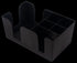 Bar Caddy, 9" X 6" X 4", 6 Com Partment, Black Plastic