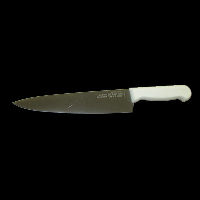 Chef Knife 10" White Polypropylene handle straight edge, high-carbon steel