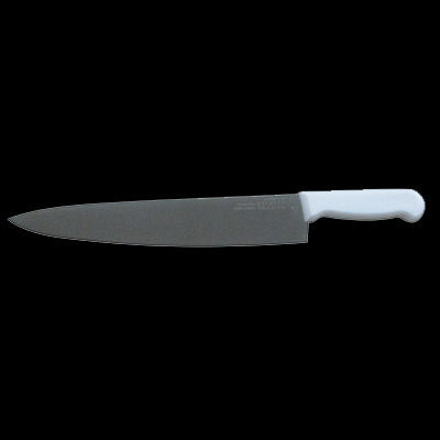 Chef Knife 12" White Polypropylene handle straight edge, high-carbon steel