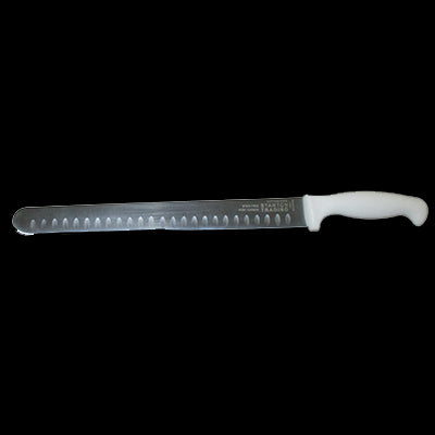 Slicer Knife12" White Polypropylene handle straight edge, high-carbon steel